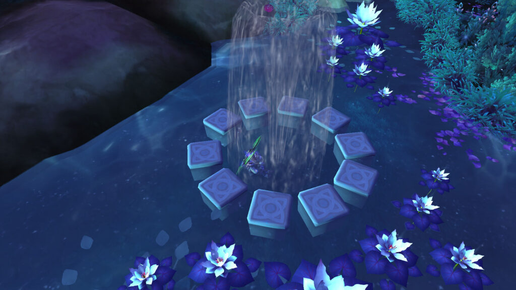 WoW the night elf is sitting in the fountain